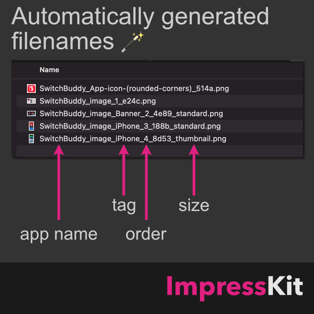 ImpressKit automatically generated filenames