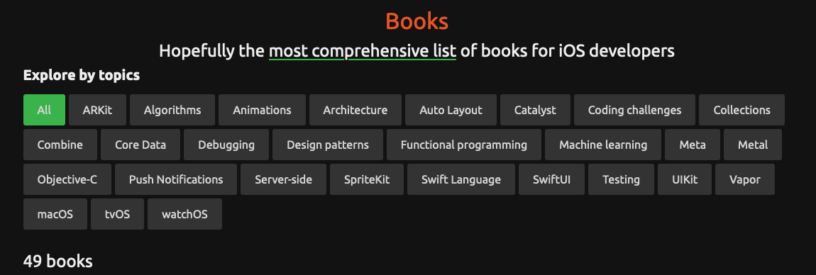 iOS Feeds books section header