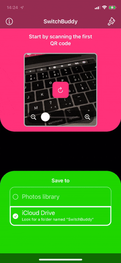 SwitchBuddy iOS Digital camera zoom example