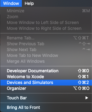 Xcode - Devices and Simulators